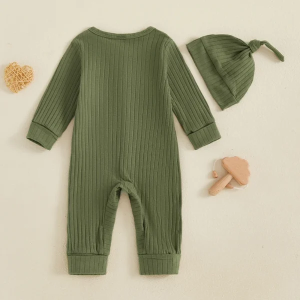 Infant 2-Piece Autumn Ensemble Cozy Knit Romper with Beanie Set Baby Clothing for Newborns - Image 13