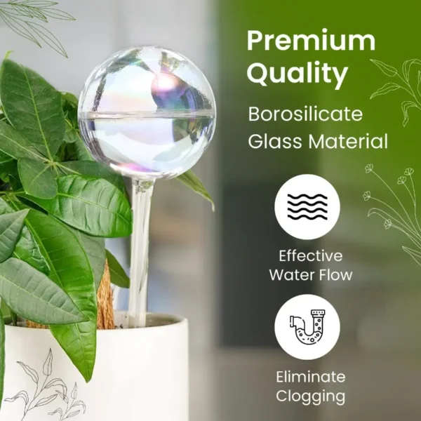 2 Pcs Iridescent Self Watering Globes Glass Rainbow Plant Watering Globes Self Watering Planter Insert Automatic Plant Waterer - Image 6