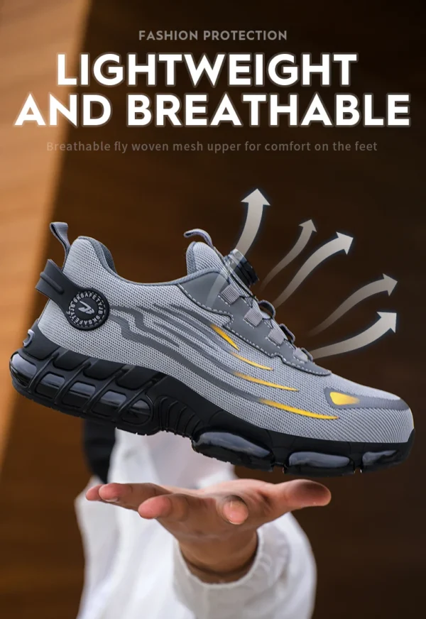 Rotating Button Steel Toe Safety Shoes Men Anti-smash Anti-puncture Work Shoes Breathable Sport Shoes Security Protective Boots - Image 16
