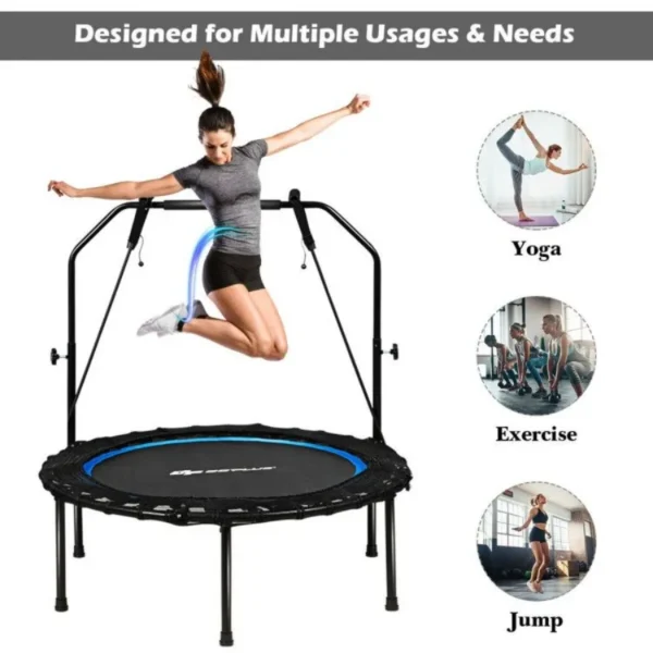 40 Inch Foldable Fitness Rebounder with Resistance Bands Adjustable Home - Image 6