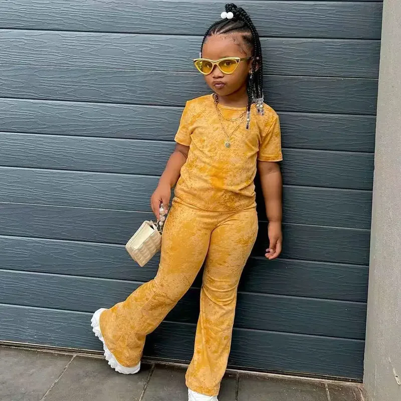 Girls Clothes 2 to 8 Years Tie Dye Short Sleeves T Shirt Tops+Pants Clothes Sets 2pcs Casual Kids Children's Clothing For Baby - Image 12