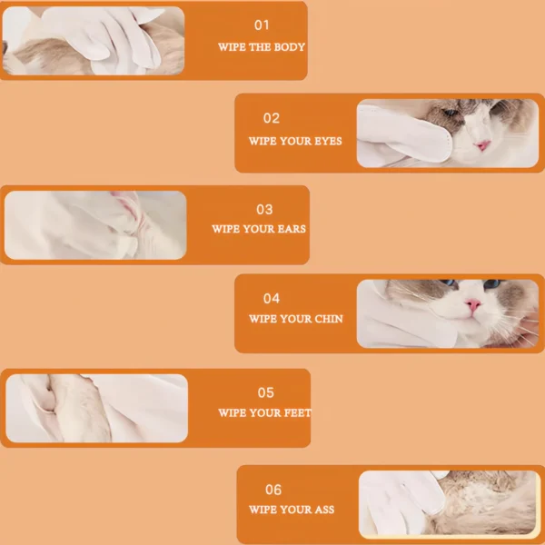 4 packs of 24 pieces，Pet gloves wet wipes - Special disposable cleaning wet wipes for pets, gentle and non-irritating - Image 6