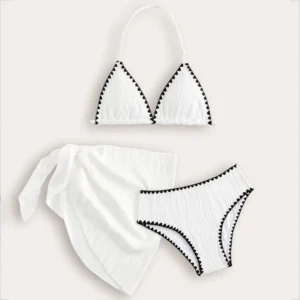 3pack Bikini Sets with Skirts Bikini Cover Ups Kids Swimsuit 8-12 Years Children's Swimwear Bathing Suit