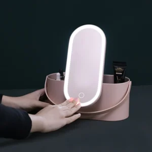 Cosmetic Storage Box, Bag, Makeup Portable Toiletry Case, Travel Case With Mirror And LED Lights; Great G