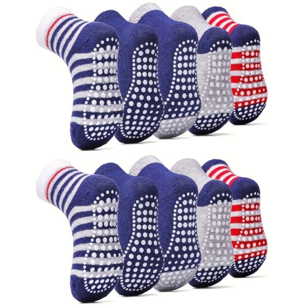 10 Pairs Of Children's Socks With Rubber Dots, Baby Socks, Boys' And Girls' Socks, Non-slip Socks, Indoor Socks, Trampoline Socks - Image 3