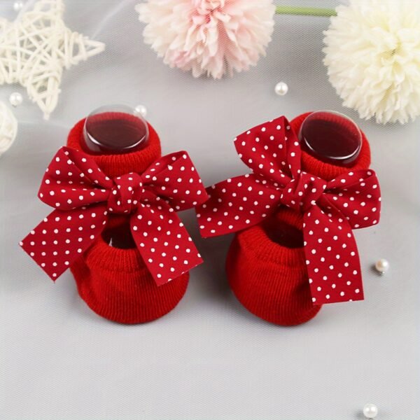 1 Pair New Red Baby Socks with Non-Slip Dots, Infant Anti-Slip Floor Socks, All-Season Knit Fabric Polyester Blend, Hand Wash Only, Suitable for 0-1 Years Old - Image 5