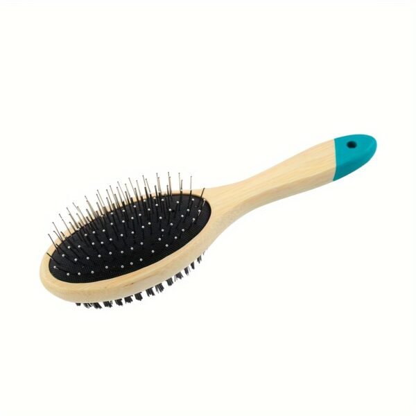 [Lightweight Bamboo Pet Grooming] 1pc Stainless Steel Double-Sided Pet Brush, Comfortable Round Head Comb, Lightweight Bamboo Handle, Quality Build for Dog Grooming and Hair Care - Image 10