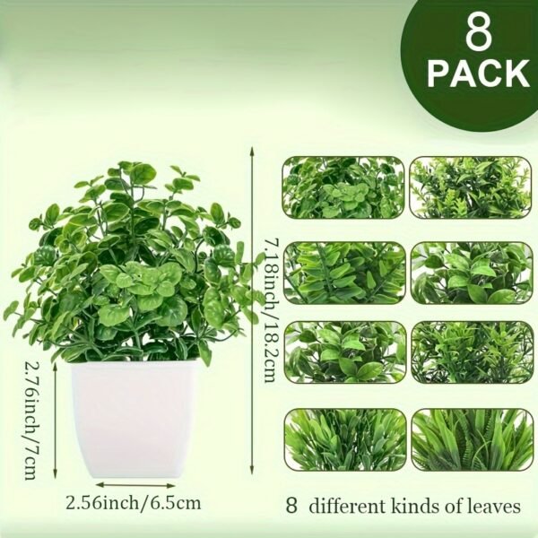 6/8 Packs Fake Plants Small Artificial Faux Potted Plants for Home Office Farmhouse Bathroom Bedroom Decor Indoor - Image 3