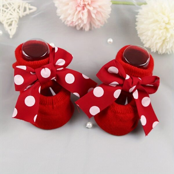 1 Pair New Red Baby Socks with Non-Slip Dots, Infant Anti-Slip Floor Socks, All-Season Knit Fabric Polyester Blend, Hand Wash Only, Suitable for 0-1 Years Old - Image 8