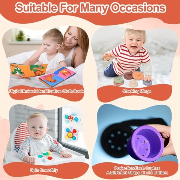 6in 1 Baby Toys 6 to 36 Months, 26pcs Toy, Identification Cloth Book, Infant Gifts Play Set Kids Sensory Learning Activity Infant Bath Time Fun for 1-4 Year Old Birthday Box - Image 4