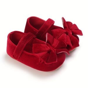 Trendy Elegant Bowknot Mary Jane Shoes For Baby Girls, Trendy Comfortable Non Slip Soft Flat Sole Shoes For Indoor Outdoor Party, Spring And Autumn