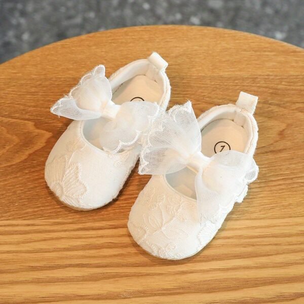 Elegant Lace Bowknot Mary Jane Shoes For Baby Girls Toddler, Breathable Anti Slip Soft Flat Sole Shoes For Indoor Outdoor Performance Party, Spring And Autumn - Image 16