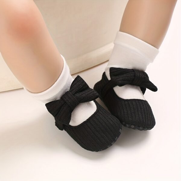 Chic Embroidered Stripe Mary Jane Crib Shoes for Baby Girls - Lightweight, All-Season Comfort with Easy Hook-and-Loop Fastener - Image 4