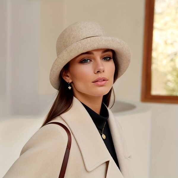 Elegant Rolled Brim Wool Fedoras Classic British Style Felt Hats Vintage Foldable Cloche Hats For Women Autumn & Winter - Image 10