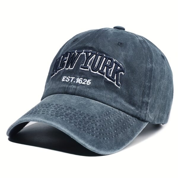 1pc Unisex New York Embroidery Baseball Cap, Vintage Washed Distressed Hats For Women & Men