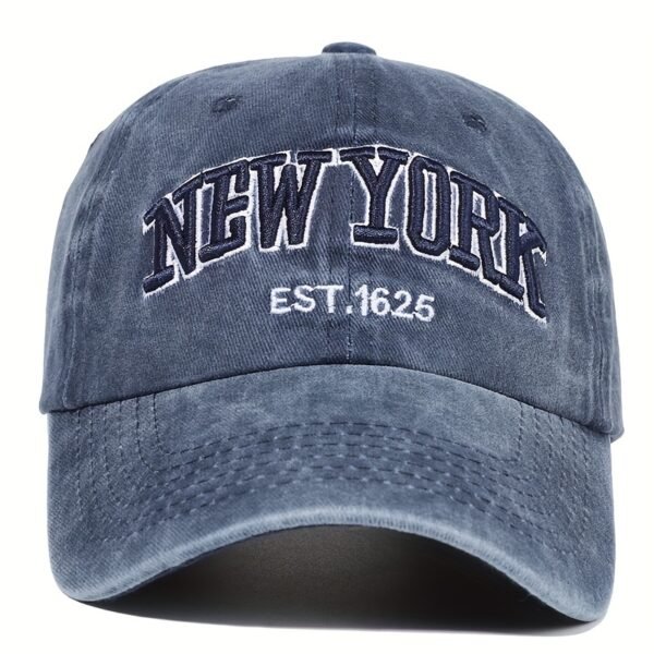 1pc Unisex New York Embroidery Baseball Cap, Vintage Washed Distressed Hats For Women & Men - Image 2