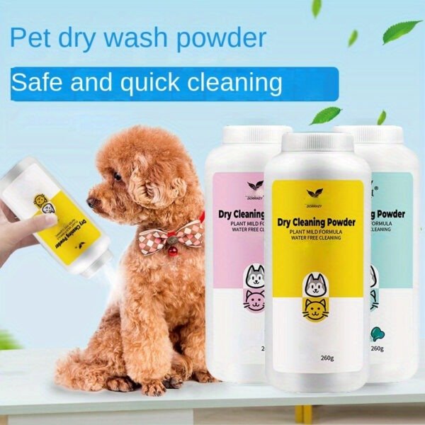 Leave-in Pet Shampoo Powder for Dogs, Cats, Puppies, and Rabbits - 260g Bath Cleaning Powder for a Refreshing and Gentle Clean