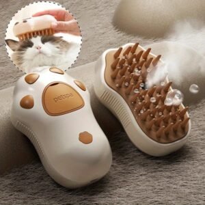 3-in-1 Pet Brush: Electric Steam Brush, Comb, and Massage Tool for Cats and Dogs - USB Charging, 36V or Less Voltage, Silicone Brush Heads