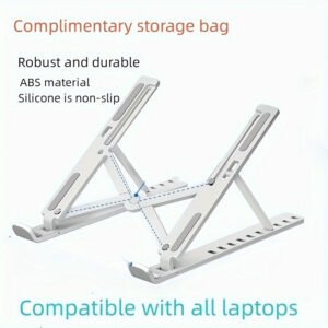 Adjustable & Portable Laptop Stand - Foldable, Cooling Base For Desktops And Tablets, Durable Abs, 10-Position Height