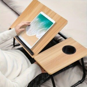 5-Level Adjustable Folding Table Laptop Stand with Cup Holder and Slot Design - Portable Desk for Eating, Writing, Playing, and Working on Sofa