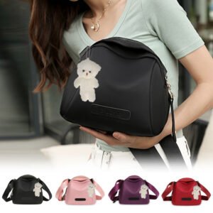 2pcs/1set Trendy Women's Nylon Crossbody Bag with Kawaii Pendant - Large Capacity Handbags Purse Female Casual Shoulder Pillow Bags for Women Travel Vacation