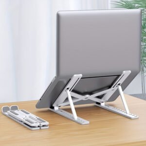 Ten Levels Adjustable Laptop Stand - Single Fork Folding Design for Cooling and Ergonomic Comfort - Portable, Durable ABS Material, Compatible with All Notebooks and Tablets, Desktop Bracket for Home and Office Use
