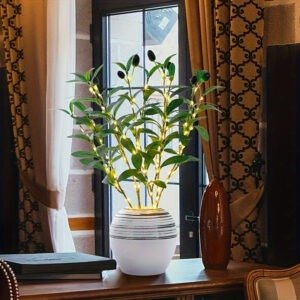 LED Olive Branch Light Fixture, Battery-Powered Decorative Lamp for Home, Wedding, Birthday, Party, Cabinet, Dining Table, Cafe Mood Lighting - No Battery Required