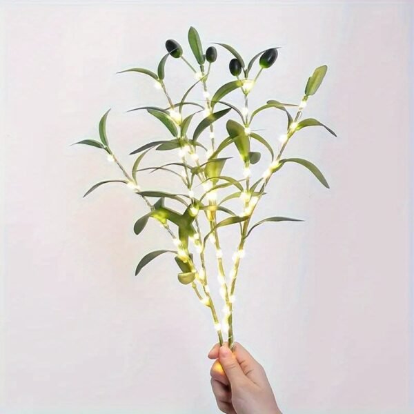 LED Olive Branch Light Fixture, Battery-Powered Decorative Lamp for Home, Wedding, Birthday, Party, Cabinet, Dining Table, Cafe Mood Lighting - No Battery Required - Image 7