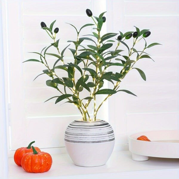 LED Olive Branch Light Fixture, Battery-Powered Decorative Lamp for Home, Wedding, Birthday, Party, Cabinet, Dining Table, Cafe Mood Lighting - No Battery Required - Image 6