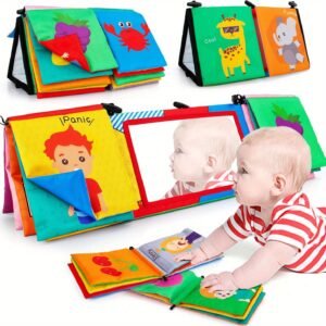 Baby Mirror Tummy Time Toys, Baby Toys 0-6 Months with Cloth Books, 3D Activity Sensory Toys Emotions Toys Feeling Toys for Baby Toddler Children for Autism