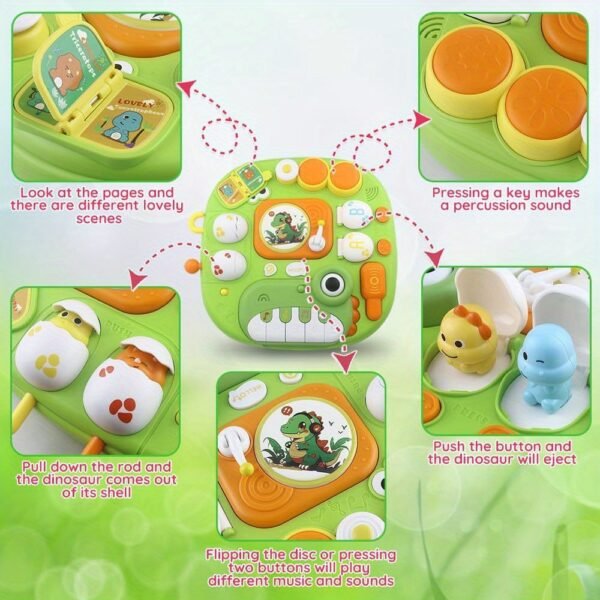 Baby Activity Table Learning Table with Pop-Up Toy for Early Education and Fun (Dinosaur), Baby Standing Activity Center, Multifunctional Educational Game Table - Musical Toys & Baby Standing Activity Center, Birthday Gift Baby Toys gift box Dinosaur pian - Image 4