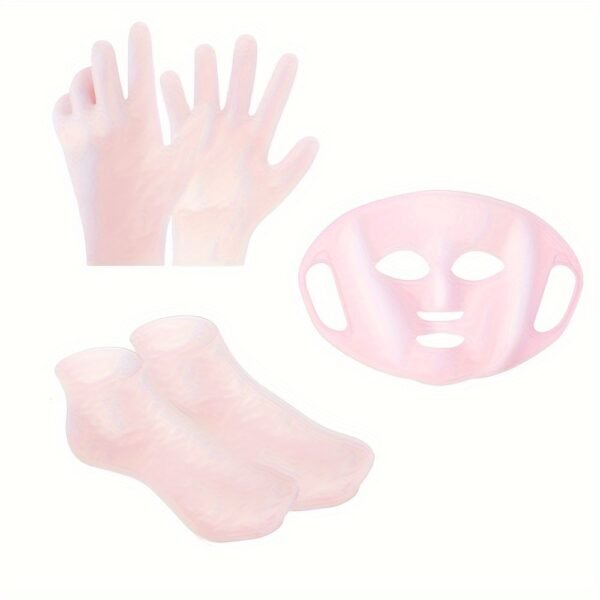 3-Piece Silicone Skincare Set - Reusable Moisturizing Mask Cover, Gloves, Socks - Alcohol-Free Beauty Tools for Enhanced Absorption, Anti-Slip Design, Hand and Foot Repair, No Power Needed - Image 3