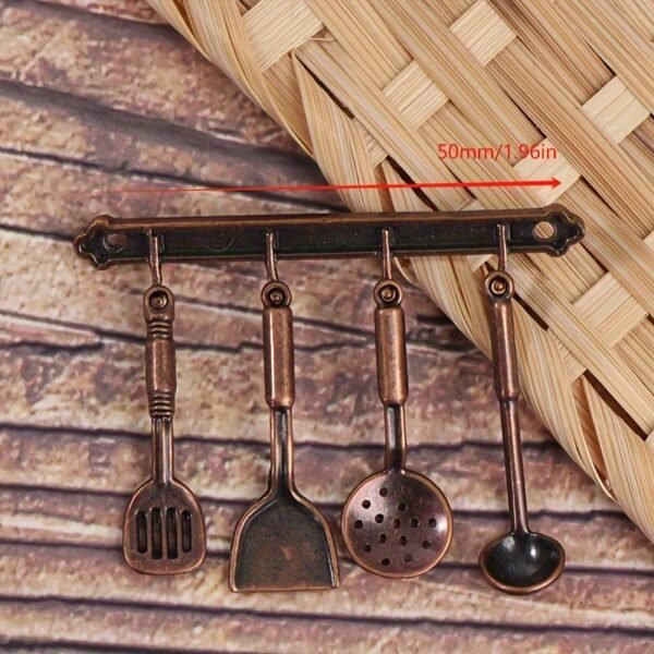 5pcs/set Deluxe Dollhouse Miniature Kitchen Utensil Set - Includes Shovel, Soup Spoon, Storage Holder for Simulation Cooking - Perfect for DIY Miniature Kitchen Decoration - Image 2