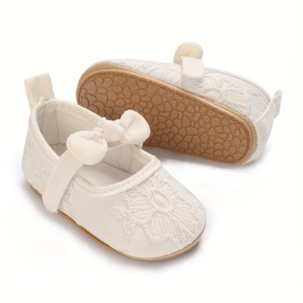 Elegant Lace Bowknot Mary Jane Shoes For Baby Girls Toddler, Breathable Anti Slip Soft Flat Sole Shoes For Indoor Outdoor Performance Party, Spring And Autumn - Image 13