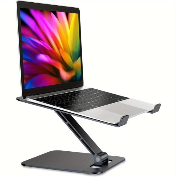 Adjustable Ergonomic Laptop Stand - Elevate Your Workspace with Height Customization, Aluminum Build, and Compatibility with 10-16" Notebooks - Portable, Space-Saving, and Easy to Assemble (Black)