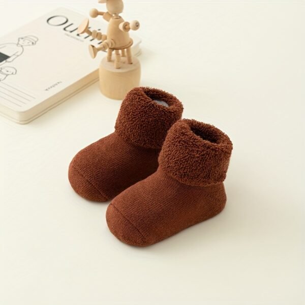 4 Pairs of Soft and Warm Baby Socks with Non-Slip Grips for Fall/Winter - Suitable for Infants 12 Months and Under - Image 5