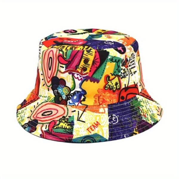 Abstract Cartoon Graffiti Bucket Hat Trend Print Casual Fisherman Cap Unisex Sunscreen Basin Hats For Women Men - Image 3