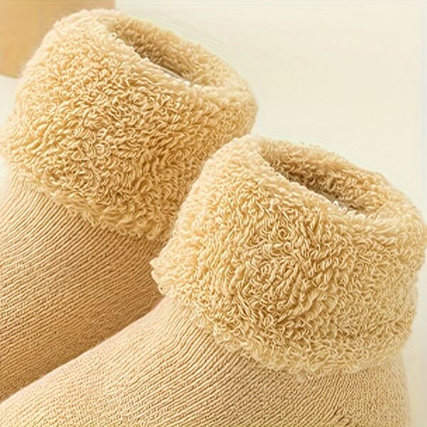 4 Pairs of Soft and Warm Baby Socks with Non-Slip Grips for Fall/Winter - Suitable for Infants 12 Months and Under - Image 6