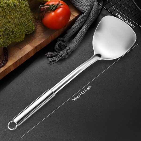 Stainless Steel Kitchen Utensil Set - Long Handle Spatula, Ladle & More for Cooking and Serving - Image 3