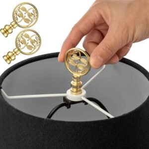 2-Pack Gold Dragonfly Design Finials for Lamp Shades, Polished Metal Finish, Knob Type Control, Non-Electrical Decorative Lamp Accessories