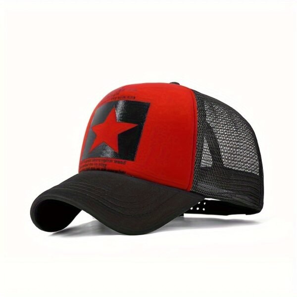 [Candy Block Print Trucker Hat] Pentagram Print Unisex Trucker Hat Mesh Breathable Lightweight Baseball Cap Candy Block Casual Sports Dad Hats For Women & Men - Image 11