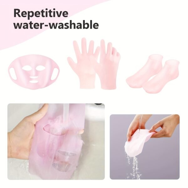 3-Piece Silicone Skincare Set - Reusable Moisturizing Mask Cover, Gloves, Socks - Alcohol-Free Beauty Tools for Enhanced Absorption, Anti-Slip Design, Hand and Foot Repair, No Power Needed - Image 7