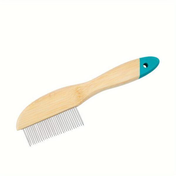 [Lightweight Bamboo Pet Grooming] 1pc Stainless Steel Double-Sided Pet Brush, Comfortable Round Head Comb, Lightweight Bamboo Handle, Quality Build for Dog Grooming and Hair Care - Image 7
