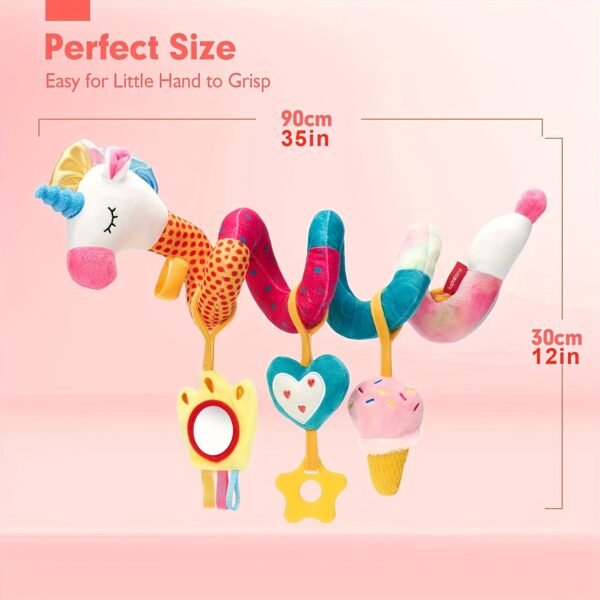 Car Seat Toys For Babies 0-6 Months Girl - Baby Toys 3-6 Months - Rattle, Mirror, Crinkle, Squeaky Carseat Stroller Toys 0-6 Months Developmental Newborn Baby Girl Gifts - Image 2