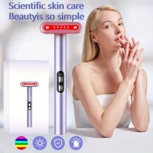 7 In 1 Facial Massage Handheld Wand, Face And Neck Simple Skincare Tool, LED Beauty Wand 7 Color Red Light Eye Massager Skincare Tool Valentine's Day Gift, Purple, Black