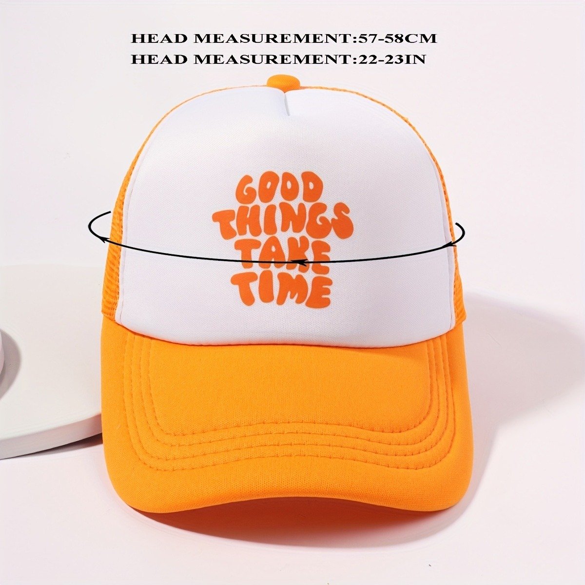 Printed Mesh Trucker Hat Good Things Take Time Color Block Baseball Cap Unisex Simple Breathable Dad Hats For Women Men - Image 6