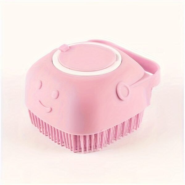 1pc Pet Shampoo Brush, Silicone Massage Rubber Bath Comb With Shampoo Storage For Dog & Cat Grooming Tool - Image 3