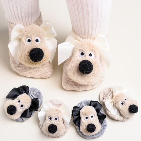 1 Pair/2 Pair Cute Cartoon Dog Butterfly Baby Socks, Non-Slip Invisible Boat Socks for Kids, Comfortable All-Season Knit Fabric Polyester 98%, Spandex 2%, Hand Wash Only - Image 2