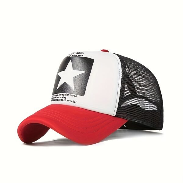 [Candy Block Print Trucker Hat] Pentagram Print Unisex Trucker Hat Mesh Breathable Lightweight Baseball Cap Candy Block Casual Sports Dad Hats For Women & Men - Image 6