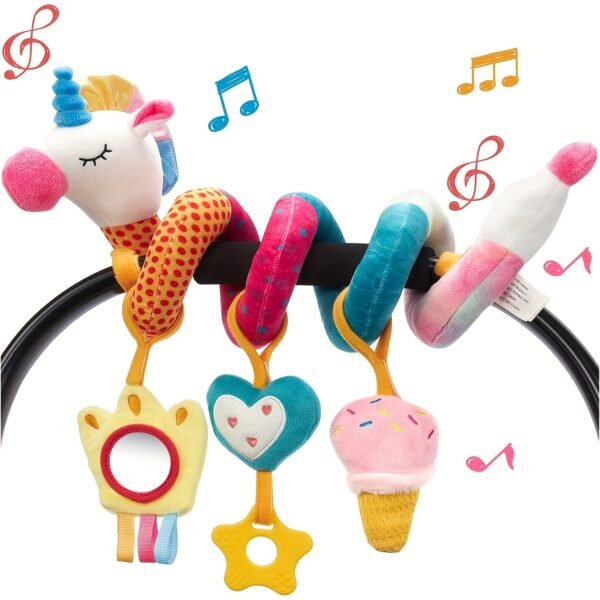 Car Seat Toys For Babies 0-6 Months Girl - Baby Toys 3-6 Months - Rattle, Mirror, Crinkle, Squeaky Carseat Stroller Toys 0-6 Months Developmental Newborn Baby Girl Gifts